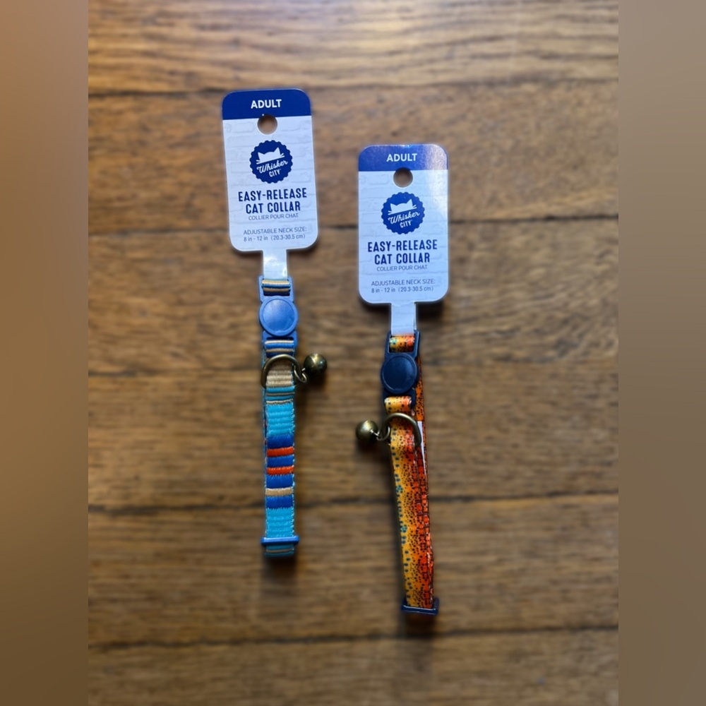 Twin-Pack Easy-Release Cat Collars — Blue & Orange
